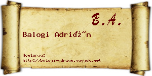Balogi Adrián névjegykártya