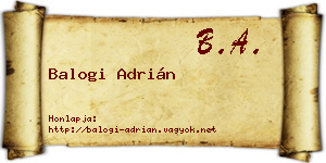 Balogi Adrián névjegykártya